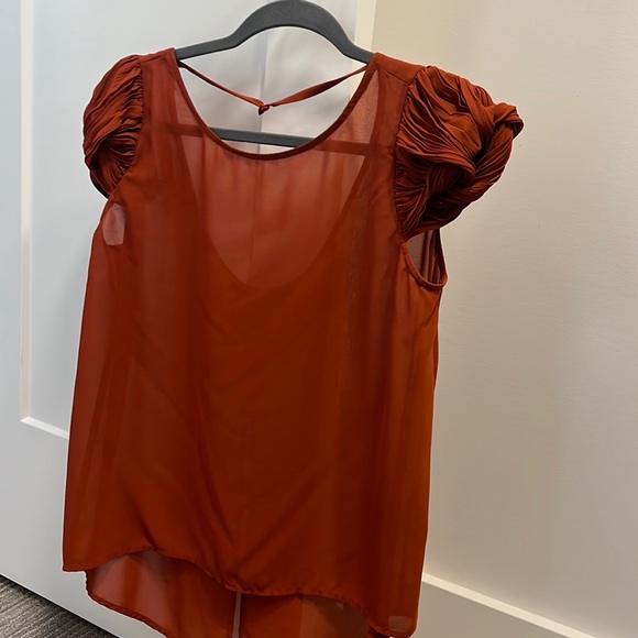 Beautiful burnt orange short sleeve blouse - Picture 1 of 4